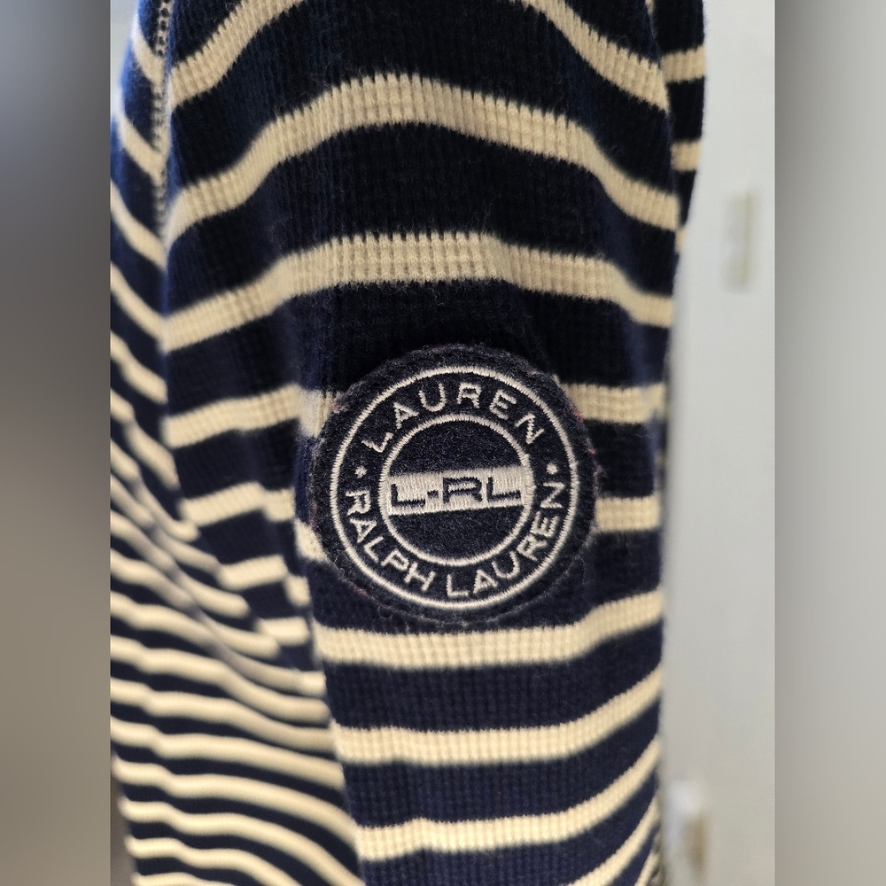 Ralph Lauren LRL Active Sweatshirt Top Womens XL Long Sleeve Striped 1/4 Zip - Picture 5 of 9